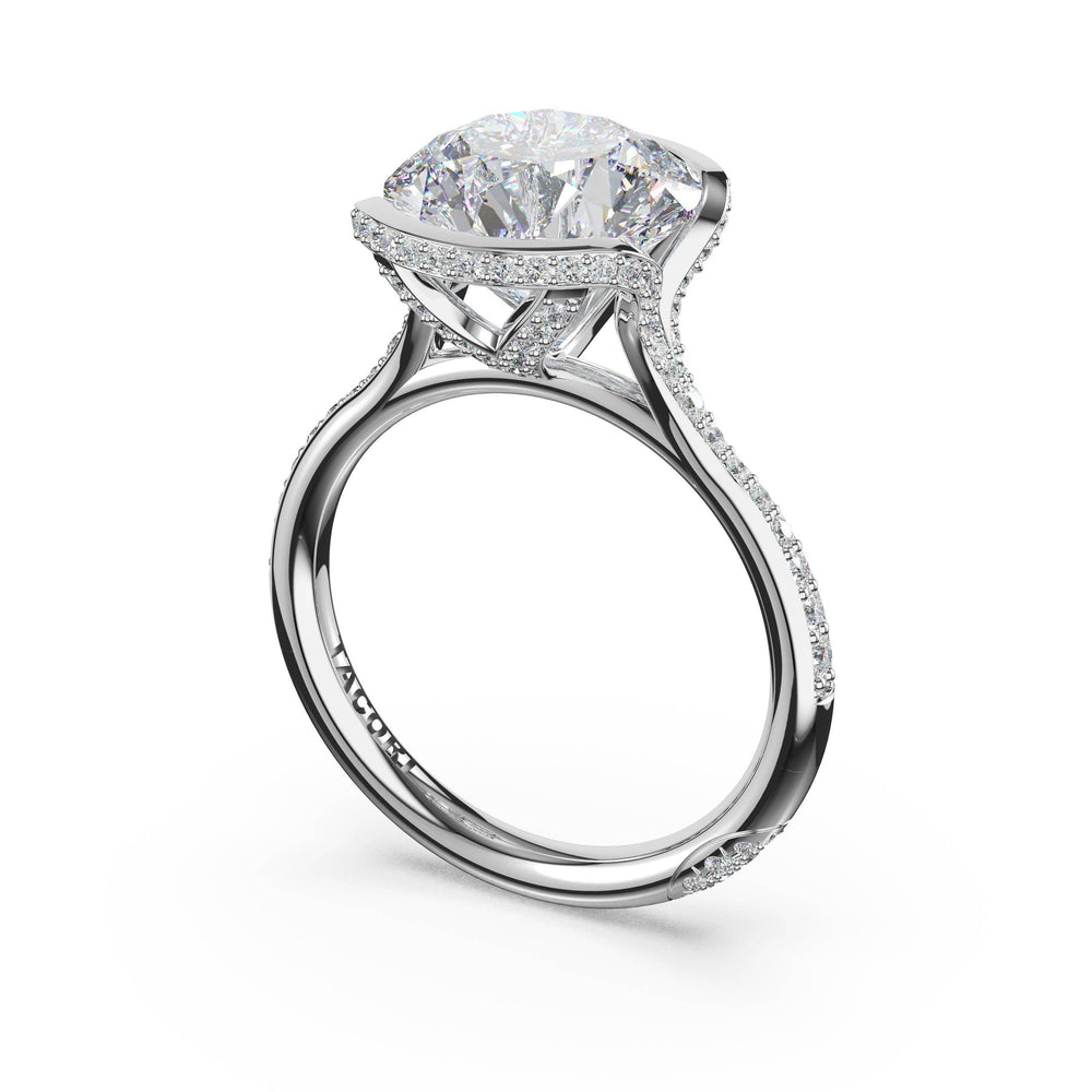 Round North/South Semi-Bezel Pavé-Intense Ring in Platinum