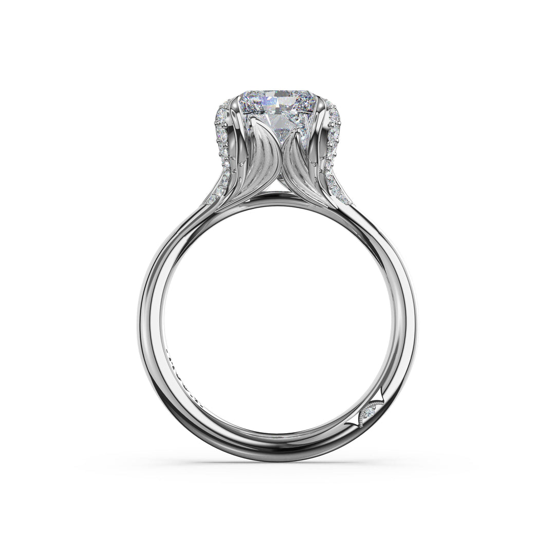Radiant Petal-Crown Pavé Accent Solitaire in 18kt White Gold