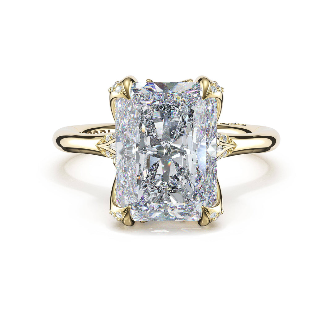 Radiant Petal-Crown Pavé Accent Solitaire in 18kt Yellow Gold