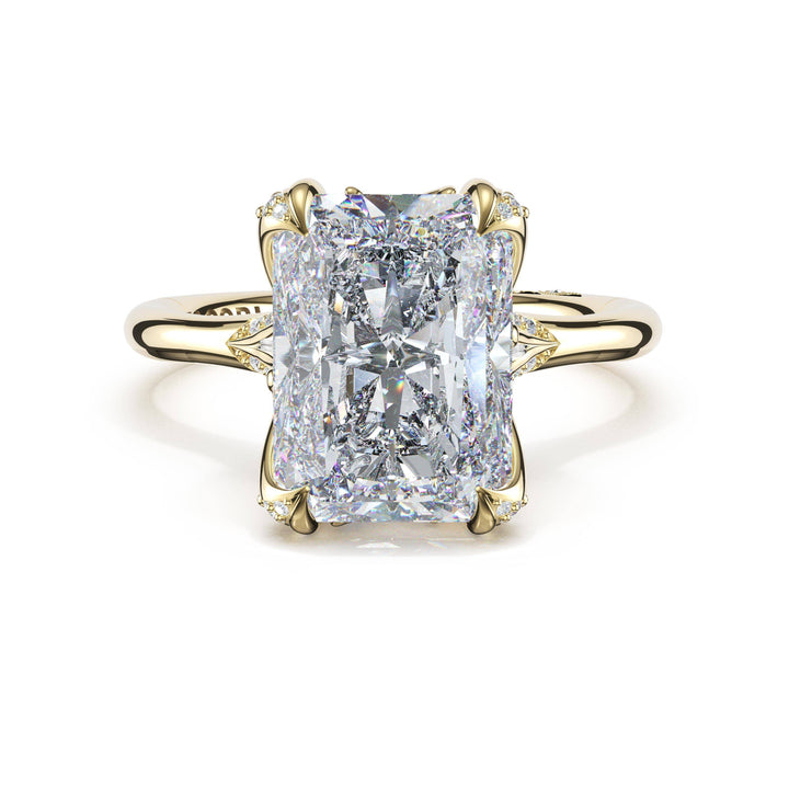 Radiant Petal-Crown Pavé Accent Solitaire in 18kt Yellow Gold
