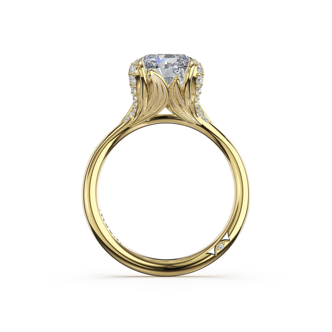 Radiant Petal-Crown Pavé Accent Solitaire in 18kt Yellow Gold