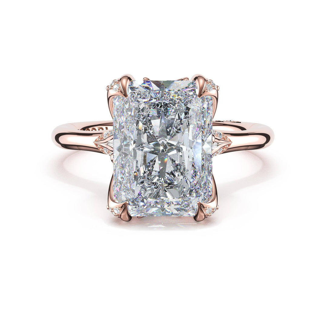 Radiant Petal-Crown Pavé Accent Solitaire in 18kt Rose Gold