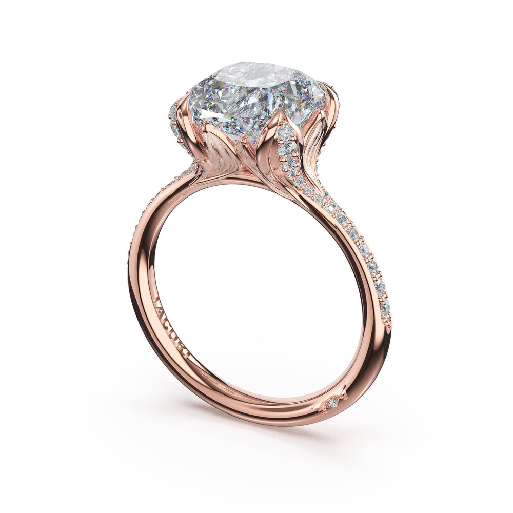 Cushion Petal-Crown Pavé Intense Solitaire in 18kt Rose Gold