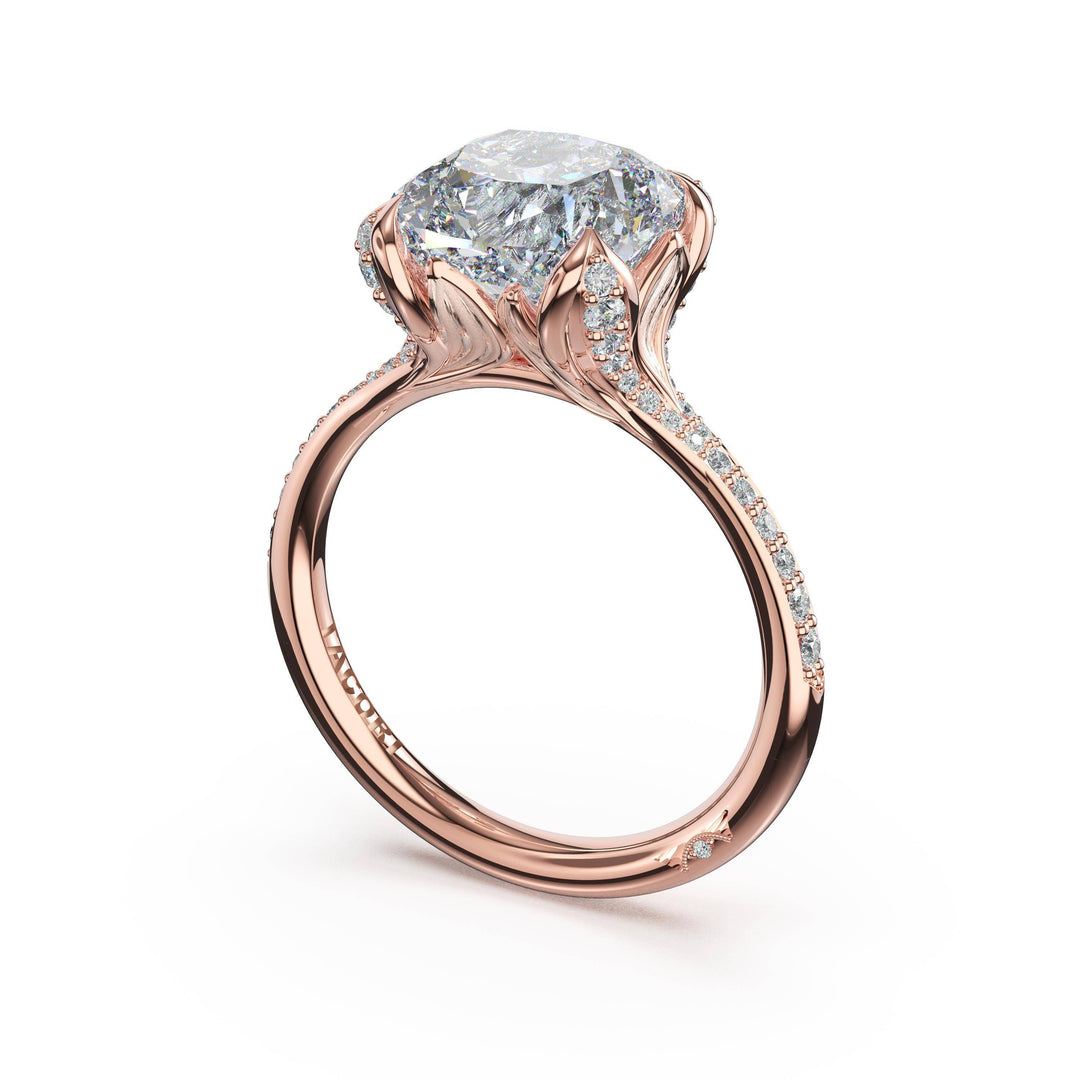 Cushion Petal-Crown Pavé Intense Solitaire in 18kt Rose Gold
