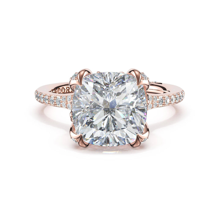 Cushion Petal-Crown Pavé Intense Solitaire in 18kt Rose Gold