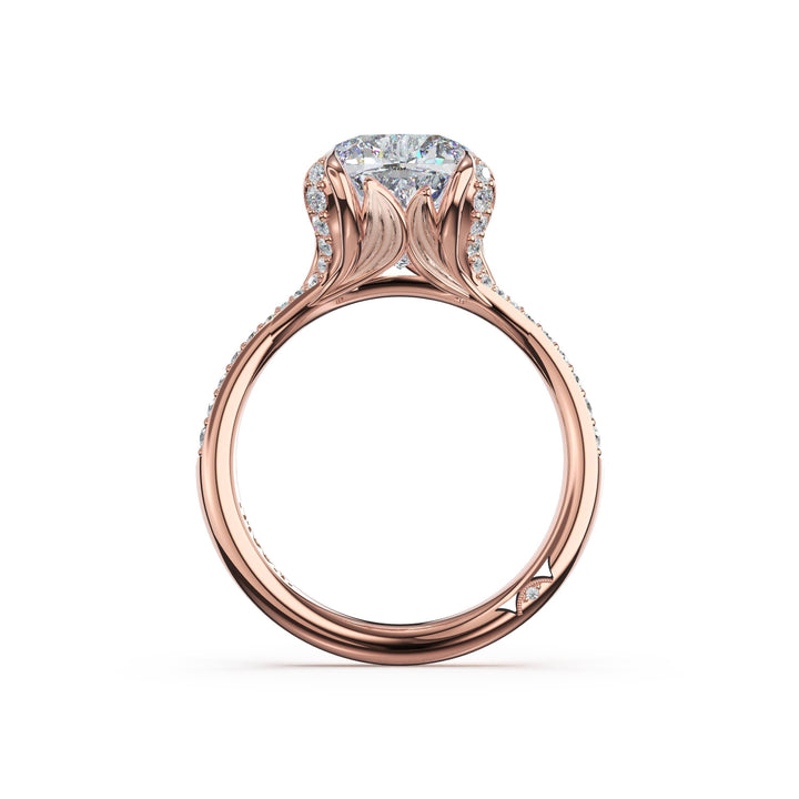 Cushion Petal-Crown Pavé Intense Solitaire in 18kt Rose Gold