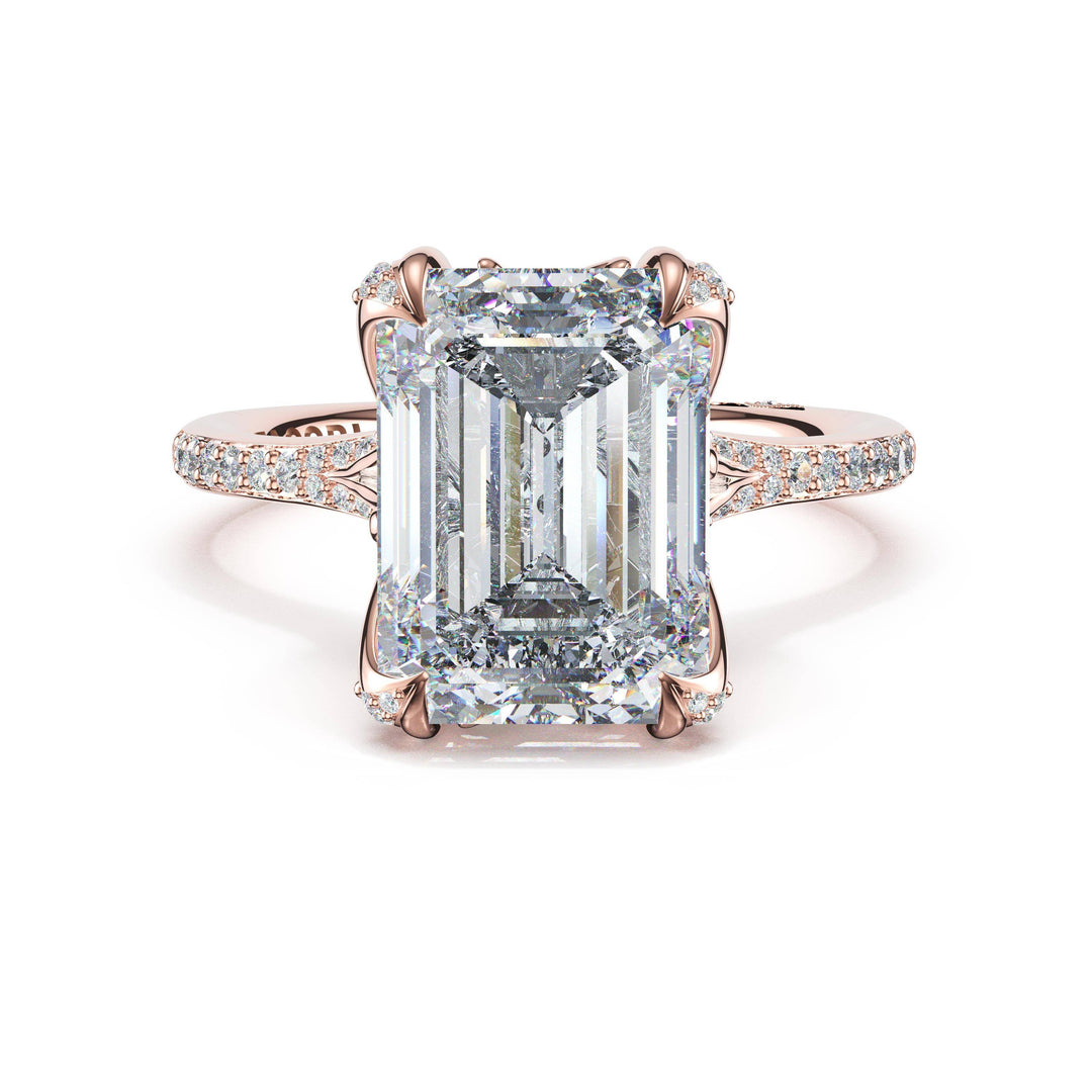 Emerald Petal-Crown Pavé Intense Solitaire in 18kt Rose Gold
