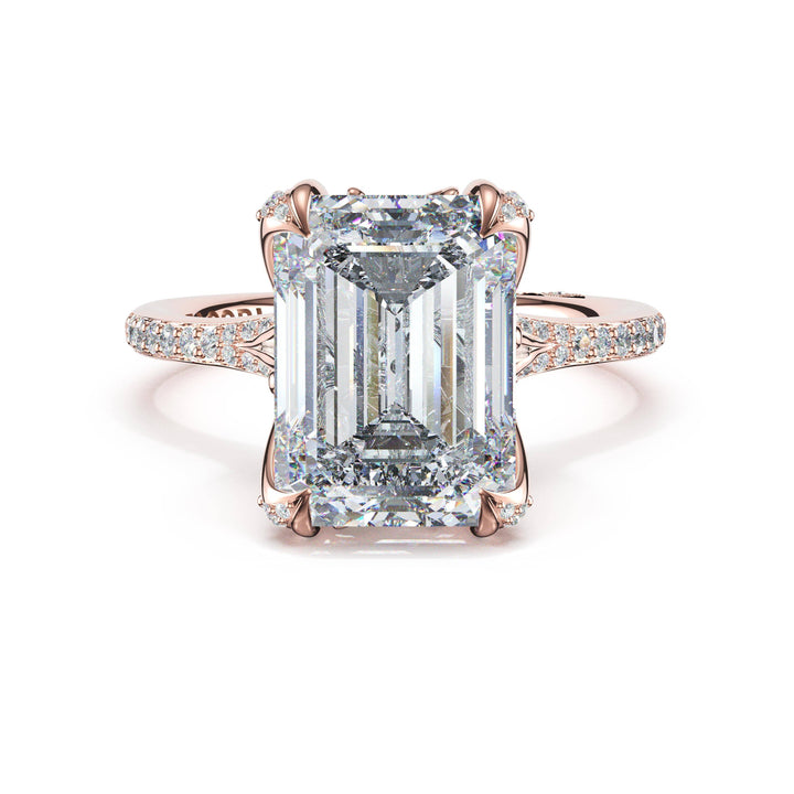 Emerald Petal-Crown Pavé Intense Solitaire in 18kt Rose Gold