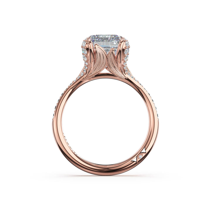 Emerald Petal-Crown Pavé Intense Solitaire in 18kt Rose Gold