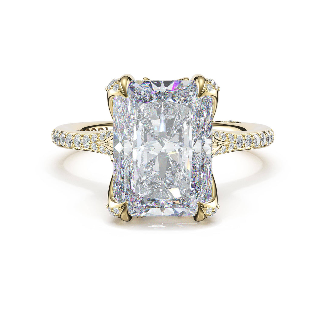 Radiant Petal-Crown Pavé Intense Solitaire in 18kt Yellow Gold