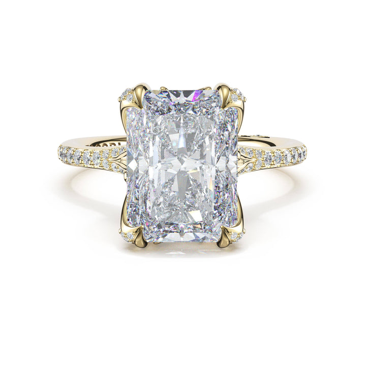Radiant Petal-Crown Pavé Intense Solitaire in 18kt Yellow Gold