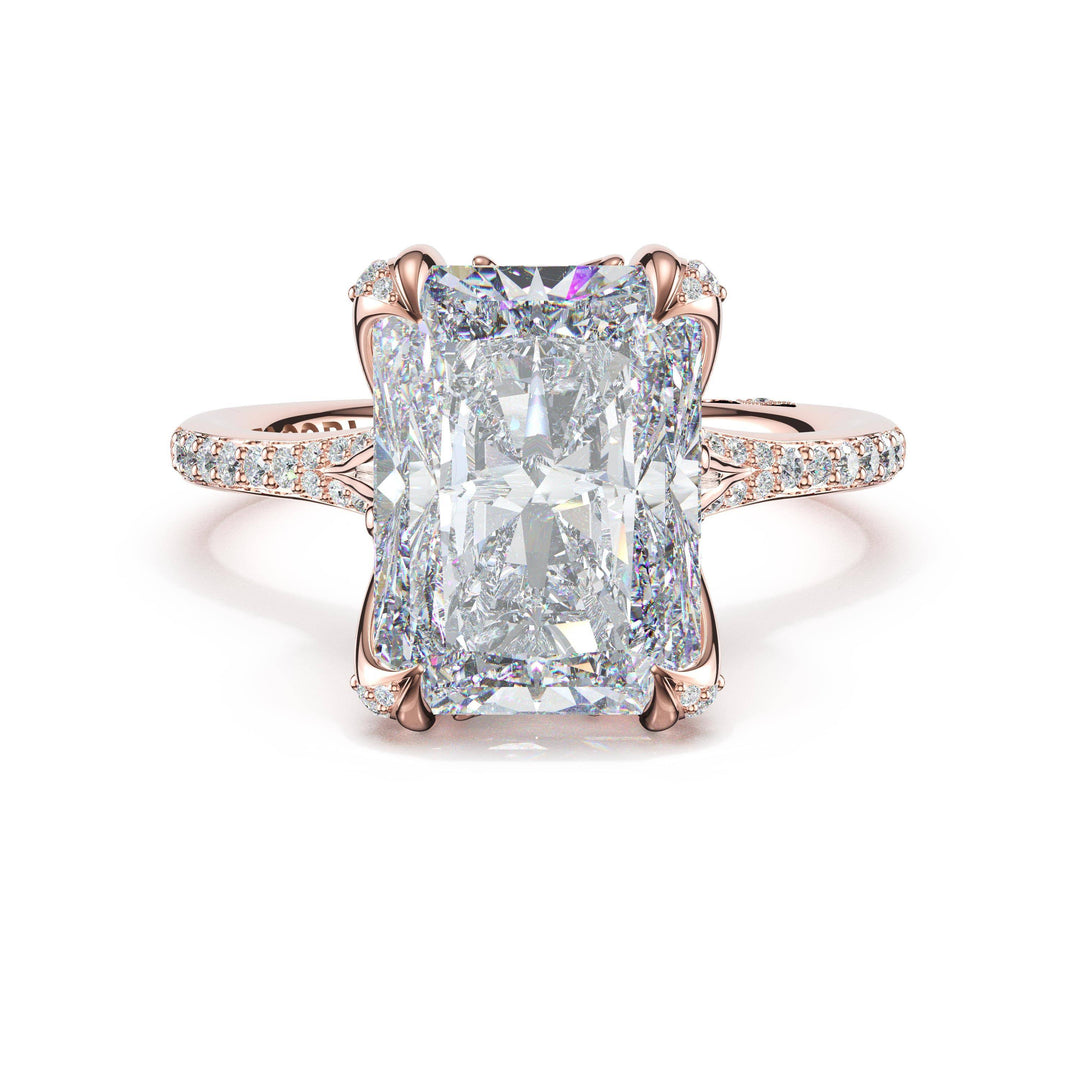 Radiant Petal-Crown Pavé Intense Solitaire in 18kt Rose Gold