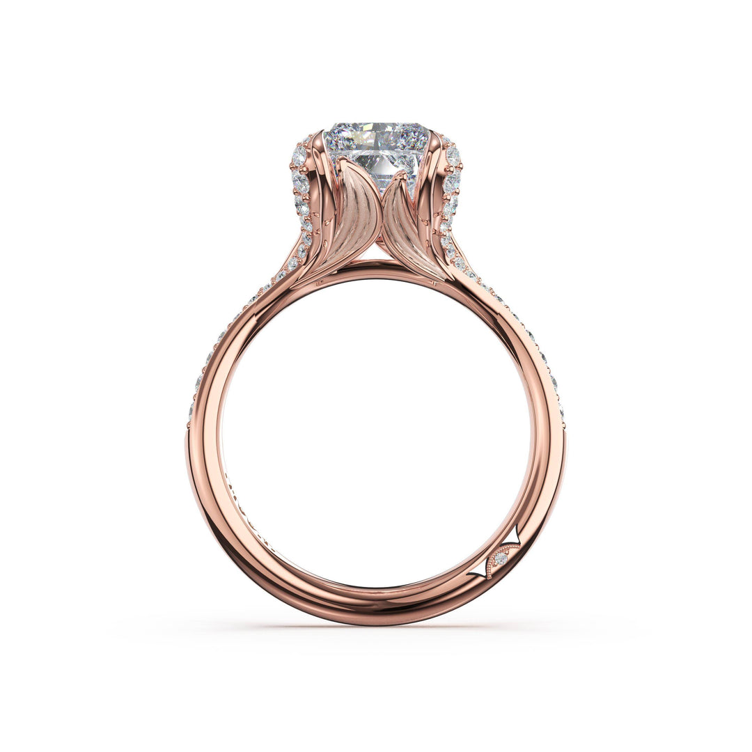 Radiant Petal-Crown Pavé Intense Solitaire in 18kt Rose Gold
