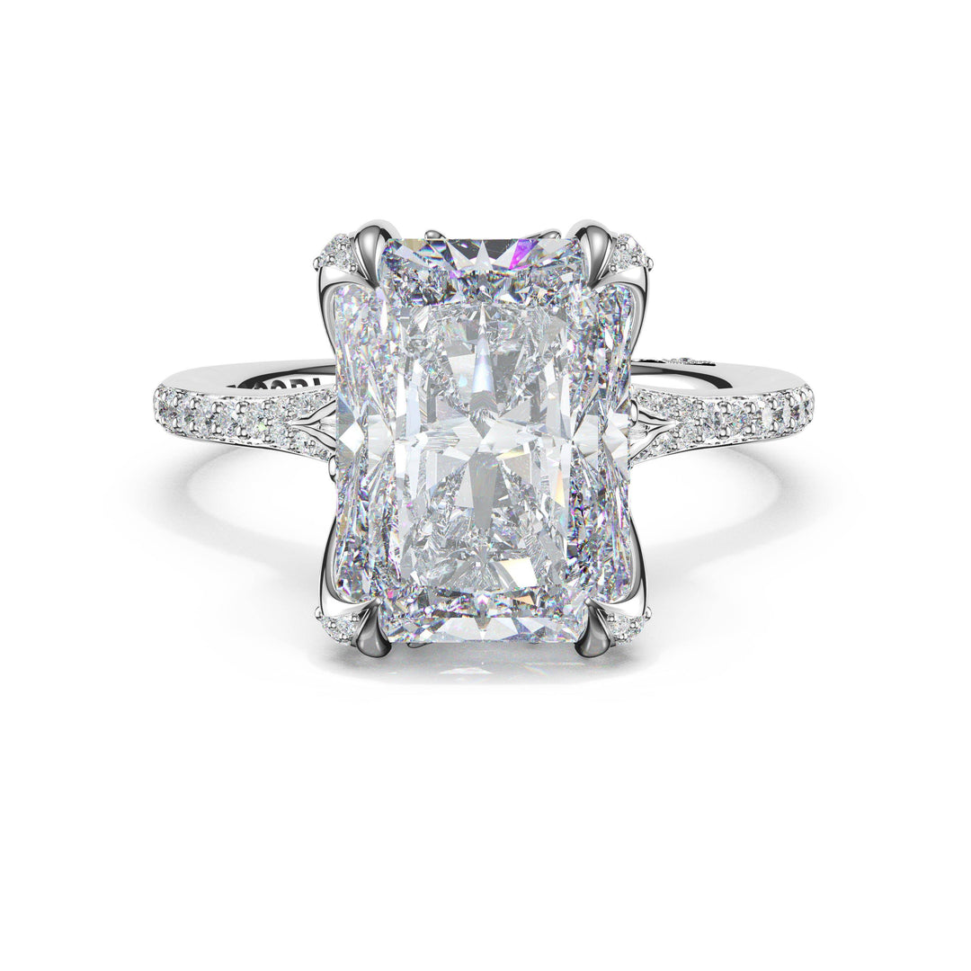 Radiant Petal-Crown Pavé Intense Solitaire in Platinum