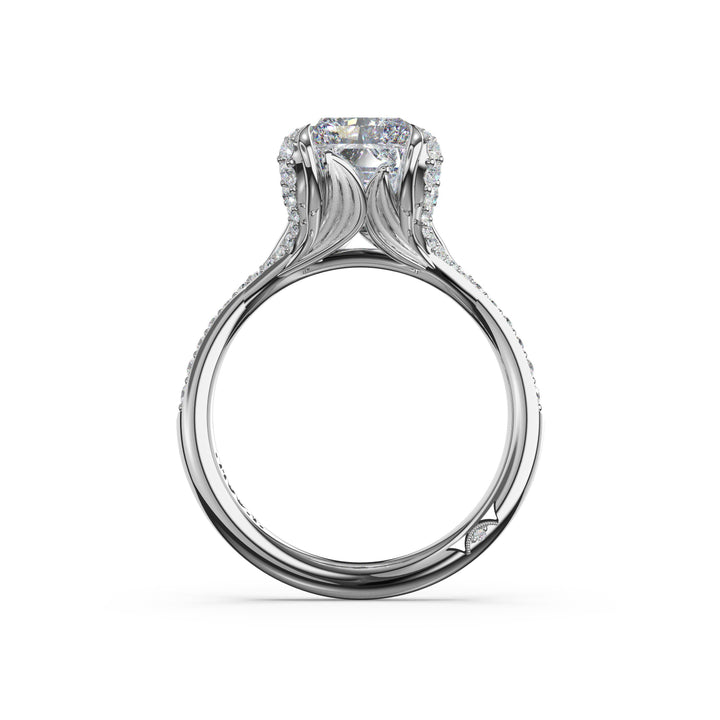 Radiant Petal-Crown Pavé Intense Solitaire in Platinum