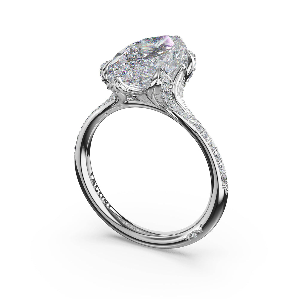 Marquise Petal-Crown Pavé Intense Solitaire in 18kt White Gold