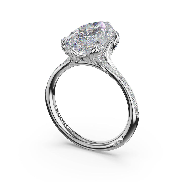 Marquise Petal-Crown Pavé Intense Solitaire in 18kt White Gold