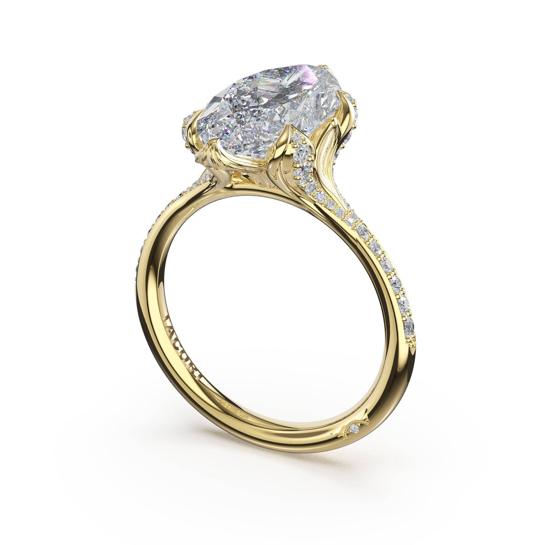 Marquise Petal-Crown Pavé Intense Solitaire in 18kt Yellow Gold