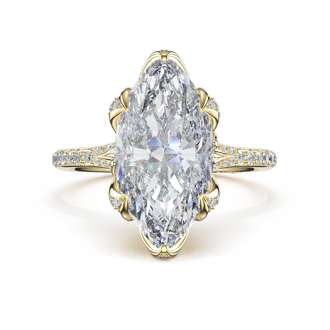 Marquise Petal-Crown Pavé Intense Solitaire in 18kt Yellow Gold
