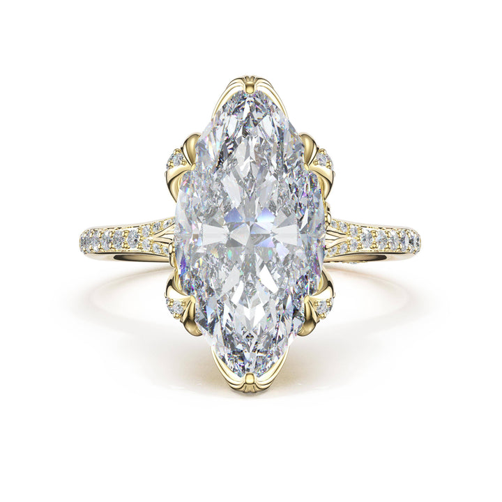 Marquise Petal-Crown Pavé Intense Solitaire in 18kt Yellow Gold
