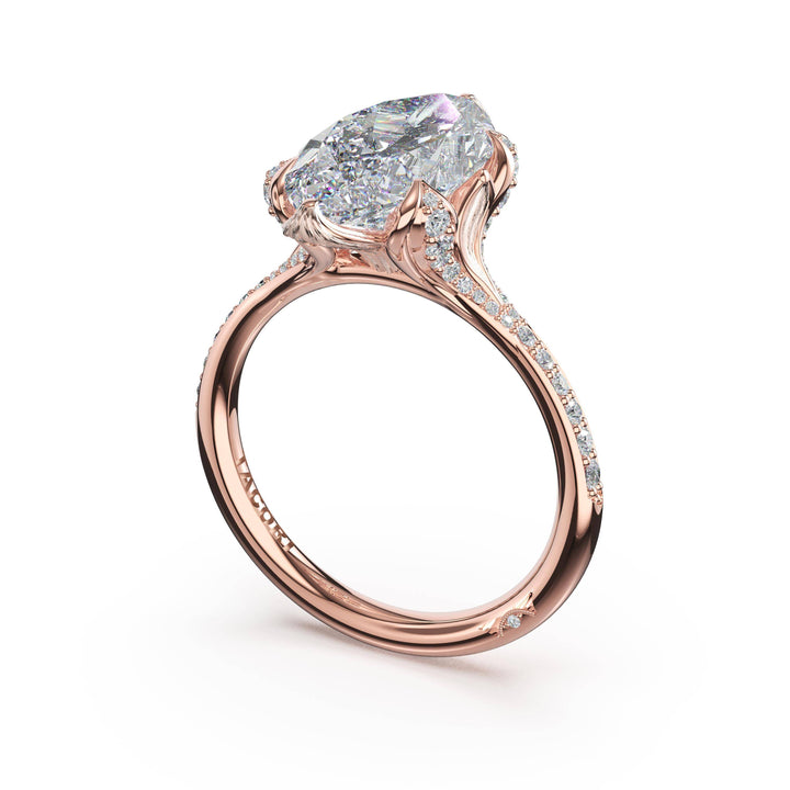 Marquise Petal-Crown Pavé Intense Solitaire in 18kt Rose Gold