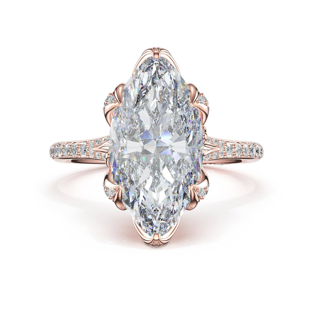 Marquise Petal-Crown Pavé Intense Solitaire in 18kt Rose Gold