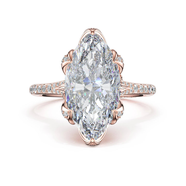 Marquise Petal-Crown Pavé Intense Solitaire in 18kt Rose Gold