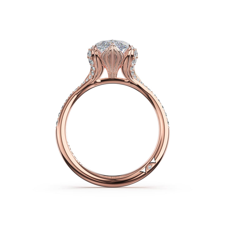 Marquise Petal-Crown Pavé Intense Solitaire in 18kt Rose Gold