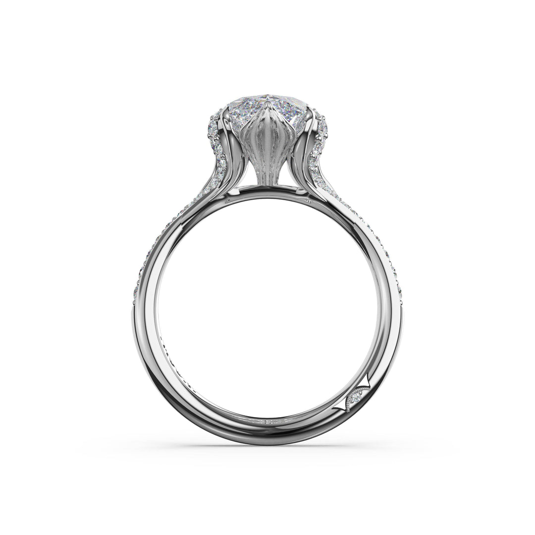 Marquise Petal-Crown Pavé Intense Solitaire in Platinum