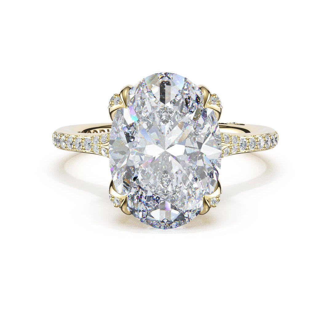 Oval Petal-Crown Pavé Intense Solitaire in 18kt Yellow Gold