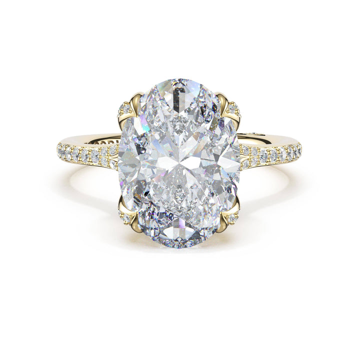 Oval Petal-Crown Pavé Intense Solitaire in 18kt Yellow Gold