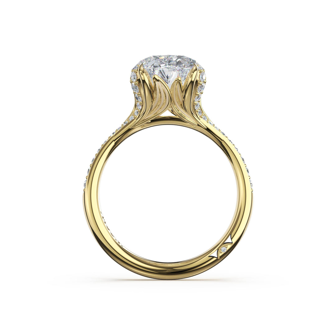 Oval Petal-Crown Pavé Intense Solitaire in 18kt Yellow Gold
