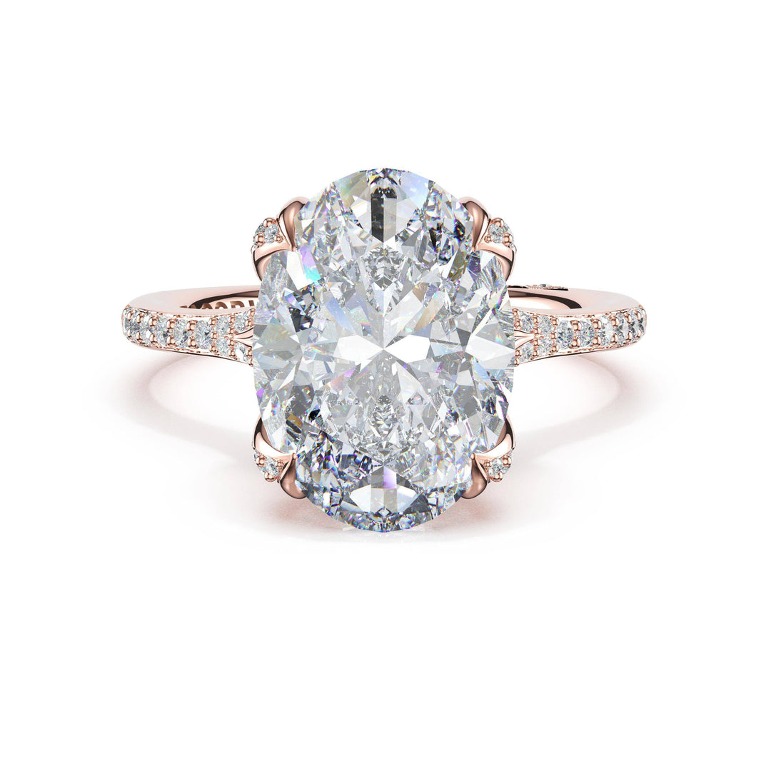 Oval Petal-Crown Pavé Intense Solitaire in 18kt Rose Gold