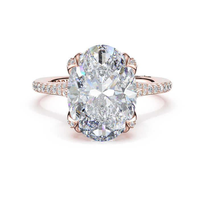 Oval Petal-Crown Pavé Intense Solitaire in 18kt Rose Gold