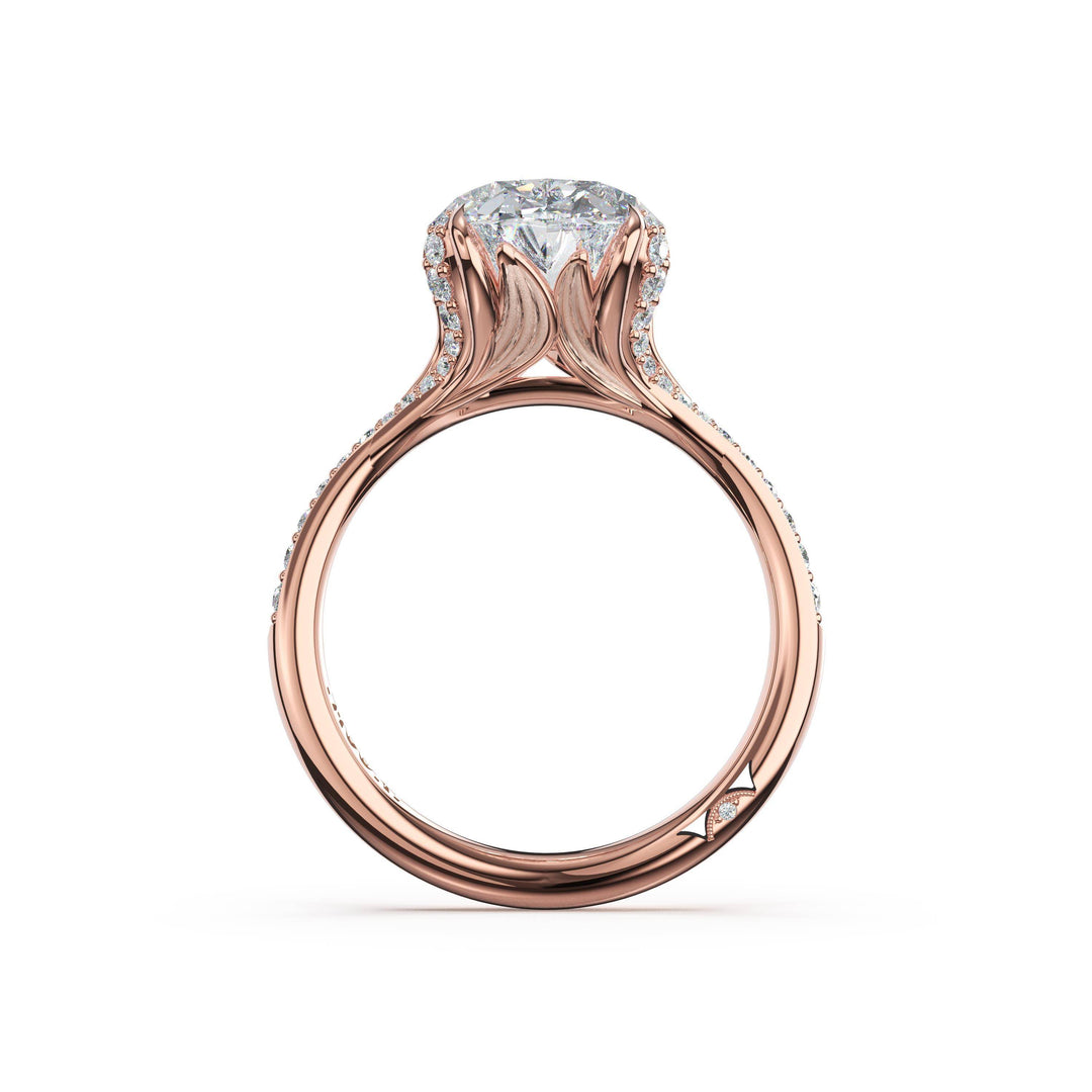 Oval Petal-Crown Pavé Intense Solitaire in 18kt Rose Gold