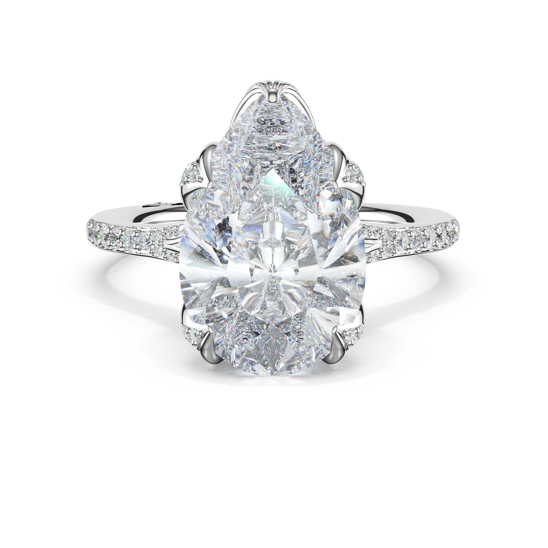 Pear Petal-Crown Pavé Intense Solitaire in 18kt White Gold