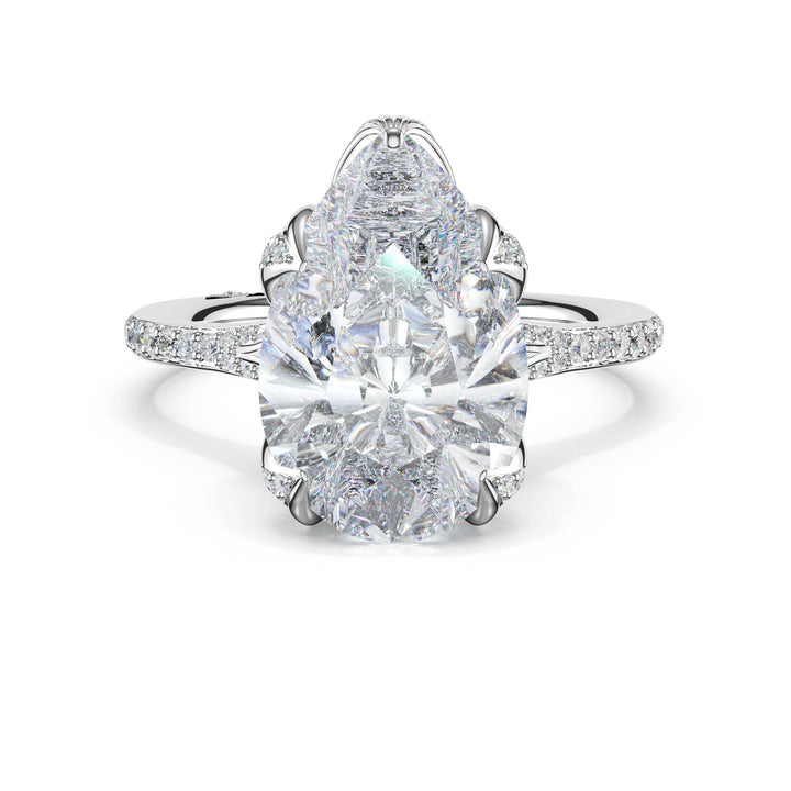 Pear Petal-Crown Pavé Intense Solitaire in 18kt White Gold