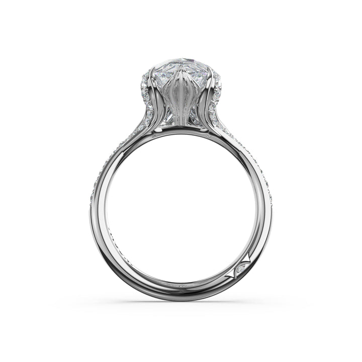 Pear Petal-Crown Pavé Intense Solitaire in 18kt White Gold