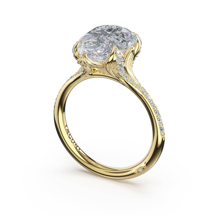 Pear Petal-Crown Pavé Intense Solitaire in 18kt Yellow Gold