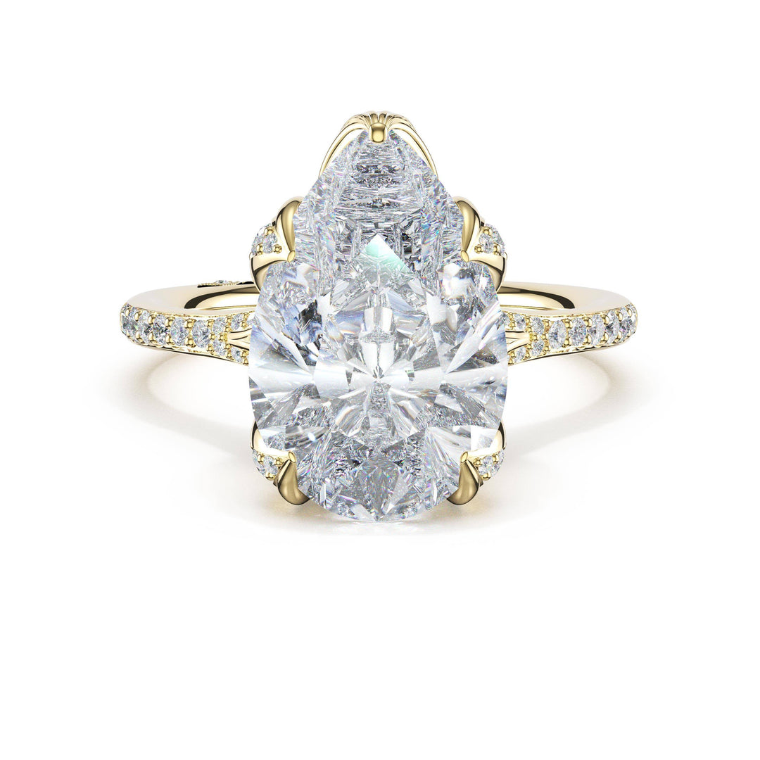Pear Petal-Crown Pavé Intense Solitaire in 18kt Yellow Gold