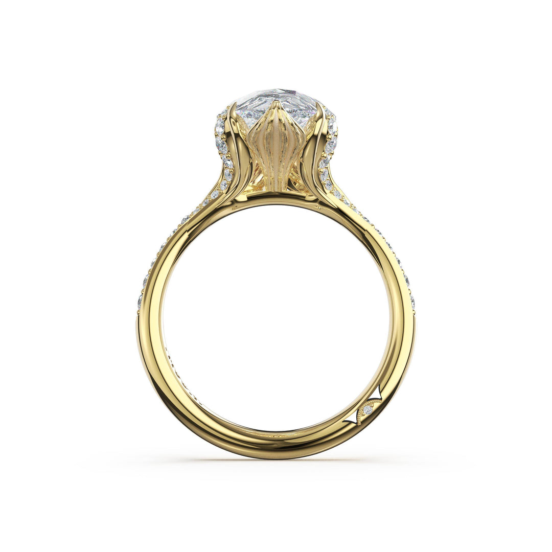 Pear Petal-Crown Pavé Intense Solitaire in 18kt Yellow Gold