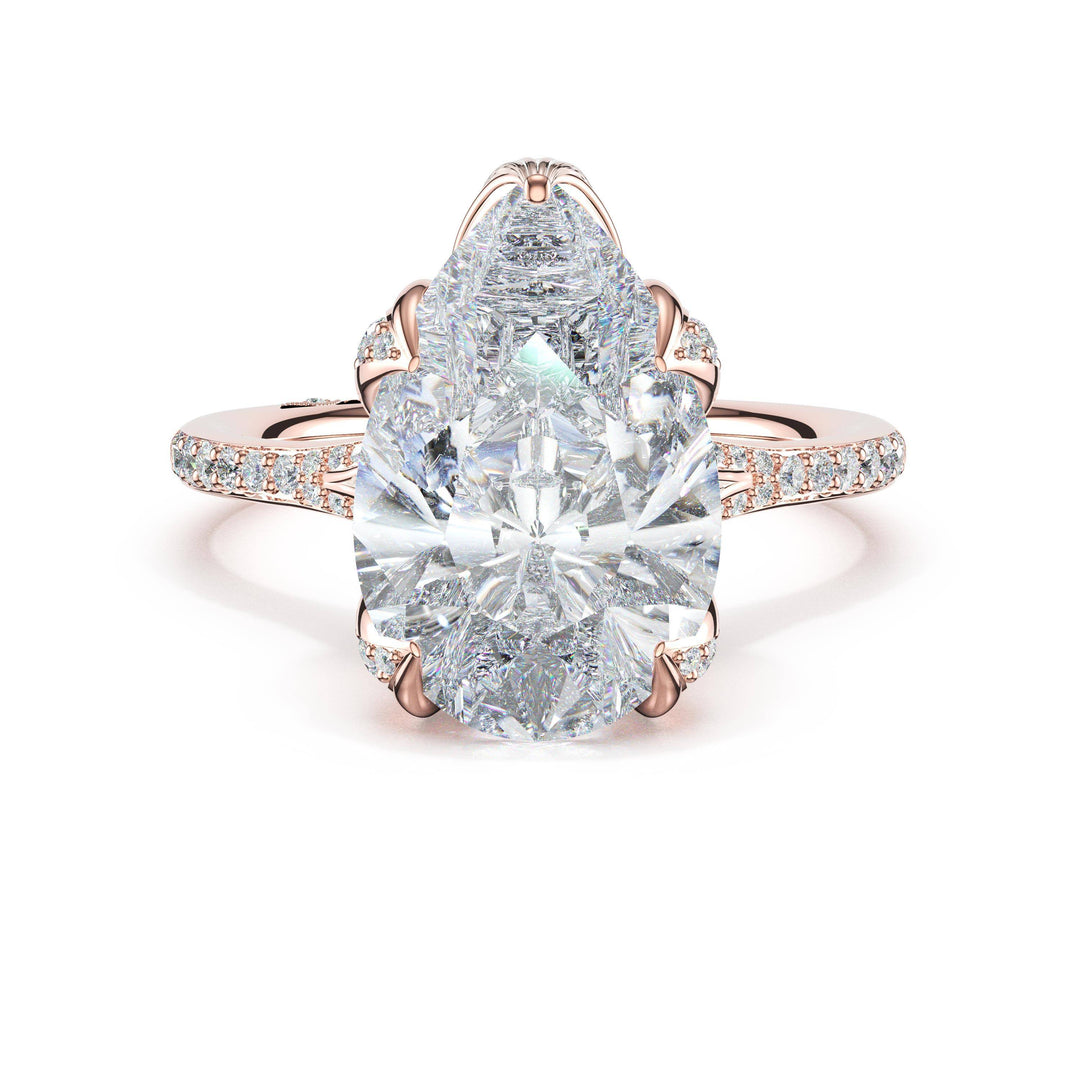Pear Petal-Crown Pavé Intense Solitaire in 18kt Rose Gold