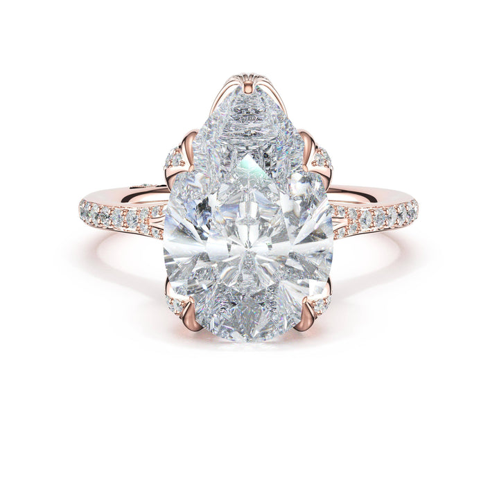 Pear Petal-Crown Pavé Intense Solitaire in 18kt Rose Gold