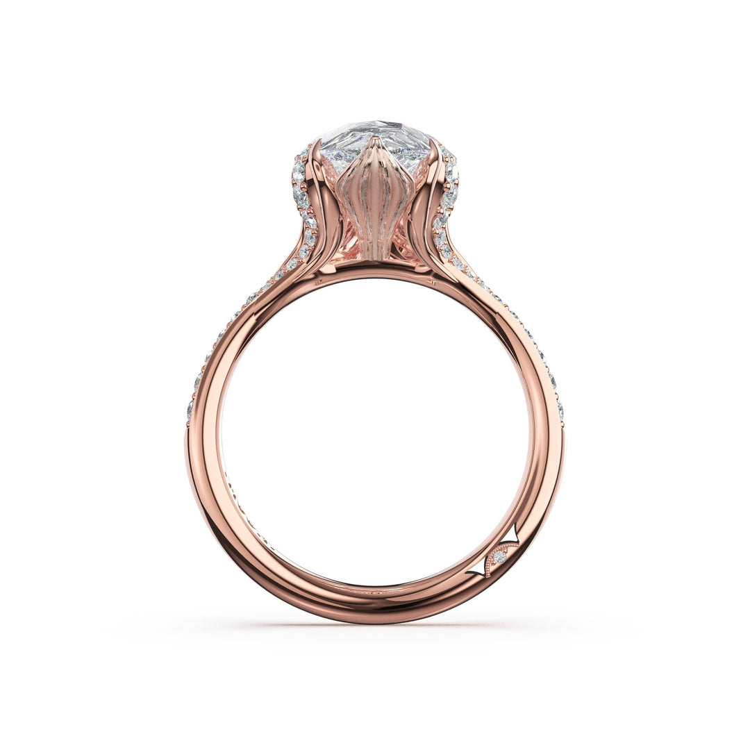 Pear Petal-Crown Pavé Intense Solitaire in 18kt Rose Gold
