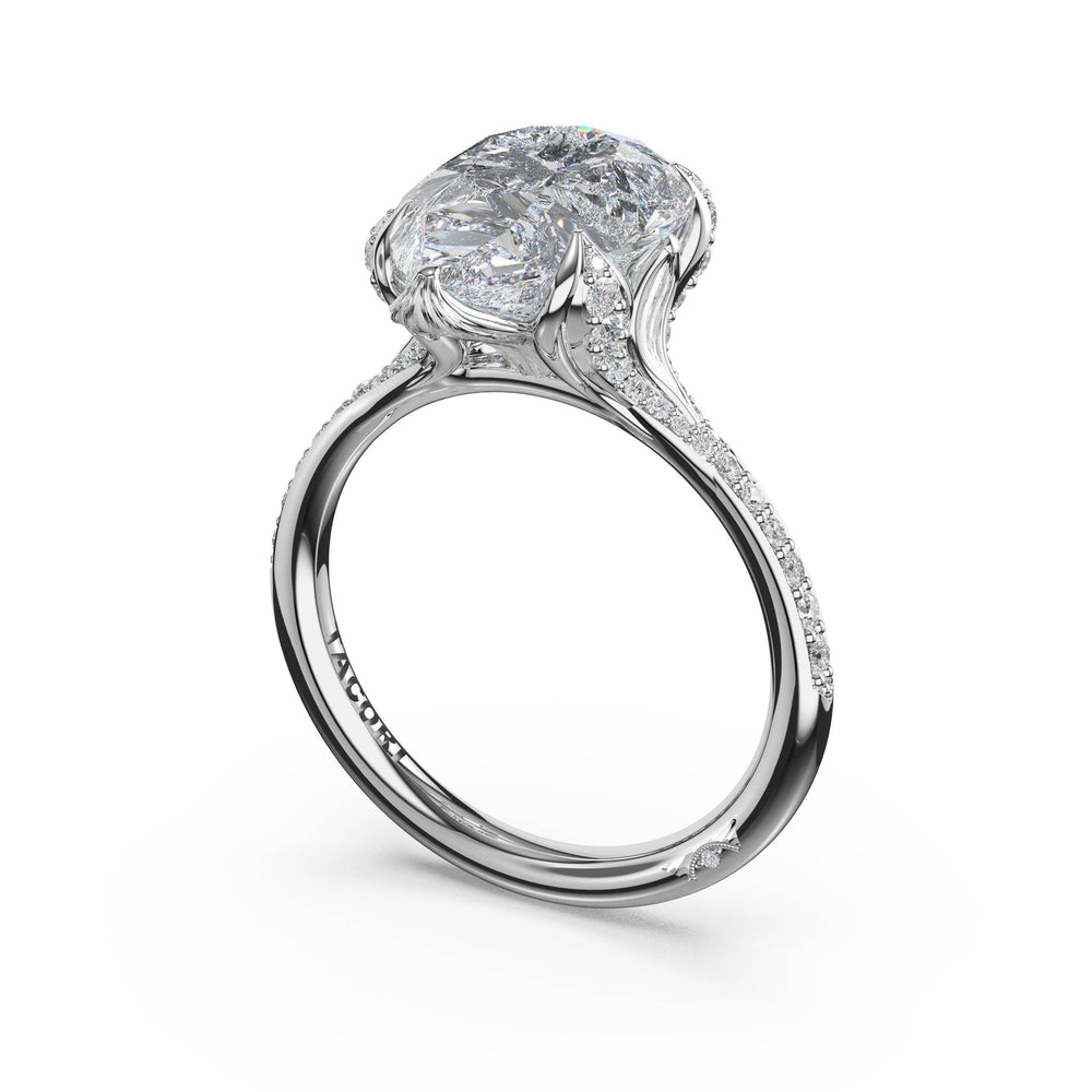 Pear Petal-Crown Pavé Intense Solitaire in Platinum