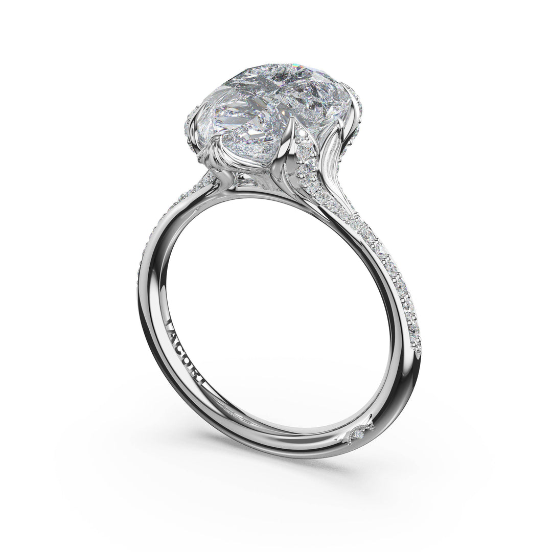 Pear Petal-Crown Pavé Intense Solitaire in Platinum