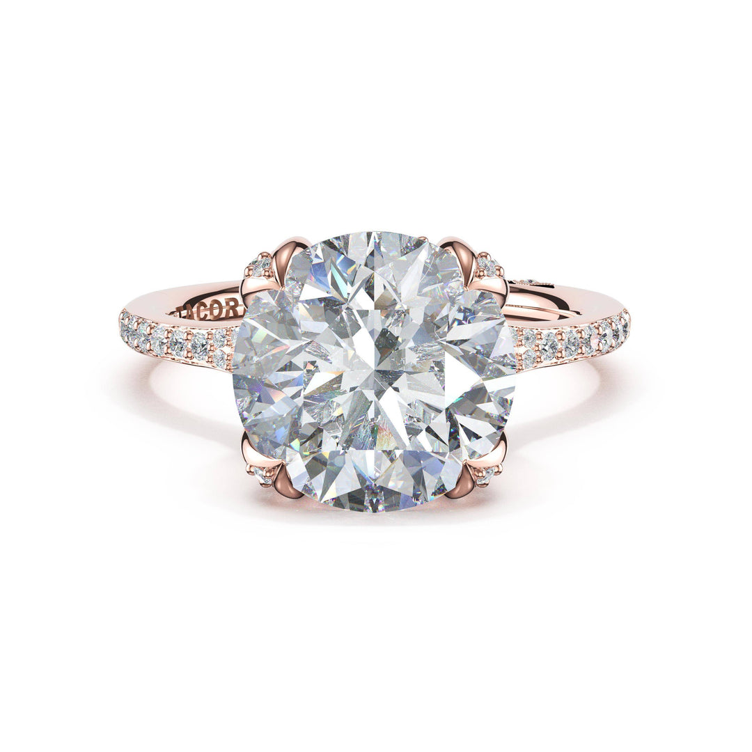 Round Petal-Crown Pavé Intense Solitaire in 18kt Rose Gold