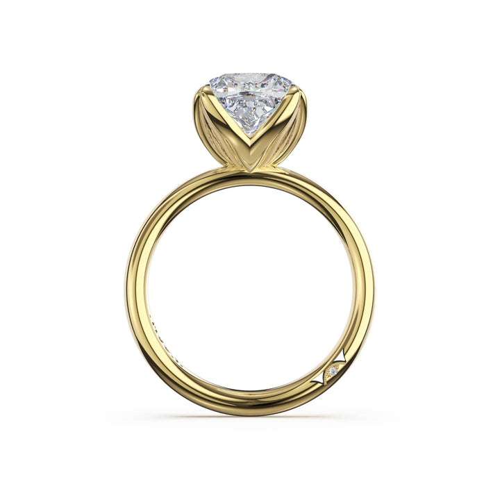 Cushion Sculpted Petal-Prong Solitaire in 18kt Yellow Gold