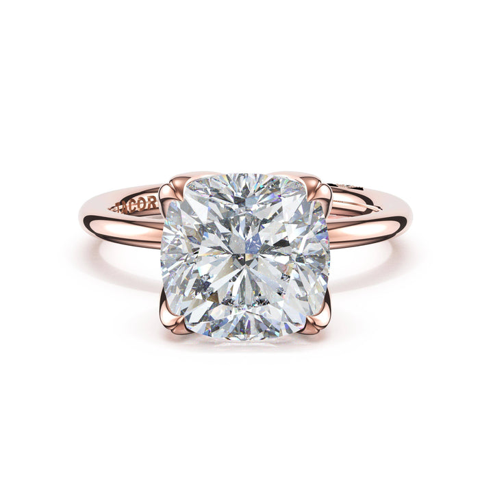 Cushion Sculpted Petal-Prong Solitaire in 18kt Rose Gold