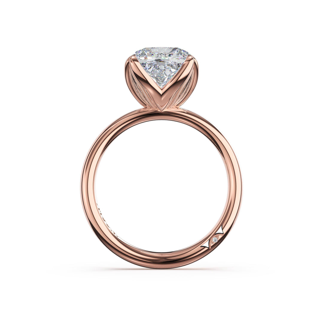 Cushion Sculpted Petal-Prong Solitaire in 18kt Rose Gold